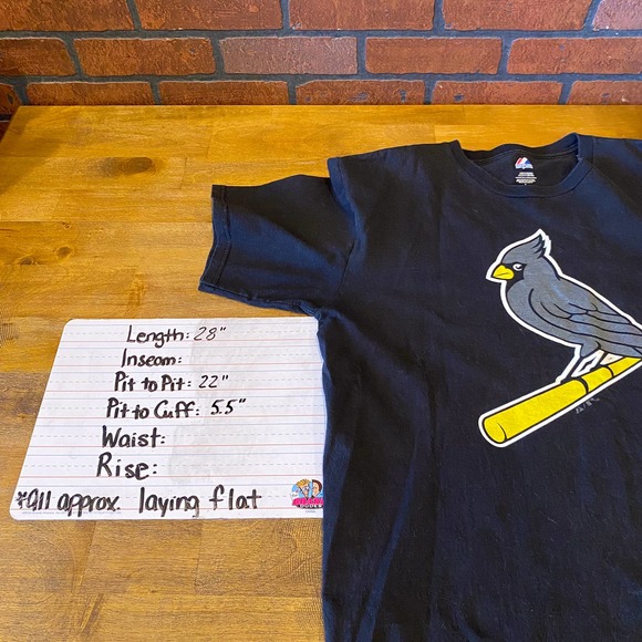 St. Louis Cardinals Baseball MLB Black Pop Team Tee Majestic Large - Picture 5 of 5
